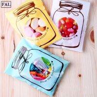 FAL Cookiebag ถุงพลาสติกแบบมีกาวในตัวลายขวดมีสีสันสำหรับอบขนมปังกรอบ100ชิ้น/ล็อต7X10cm HJOY