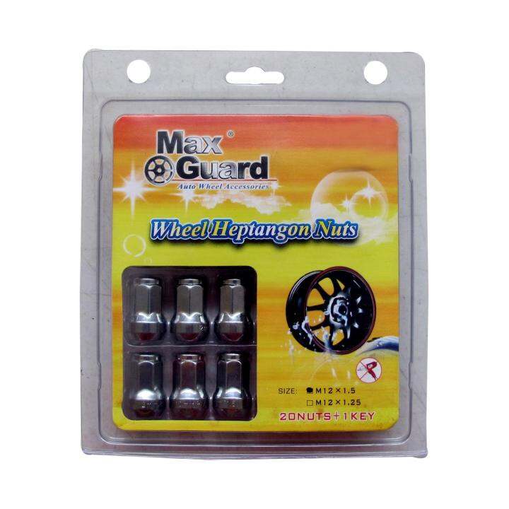 Max Guard M12 x 1.50 20Pieces Set Wheel Heptagon Nuts(Silver) Lazada PH