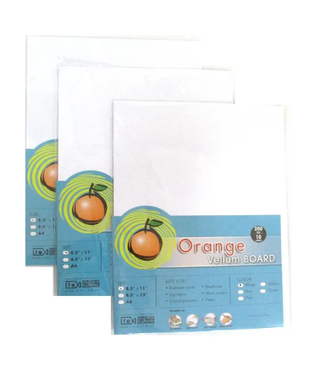 Orange Vellum Board 200gsm White 2 packs Lazada PH