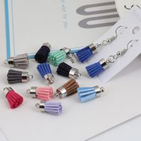 【YF】◄  10Pcs 14 Colors 18mm Rhodium Suede Faux Leather Small Tassel Pendant Earring Necklace Keychain Accessories