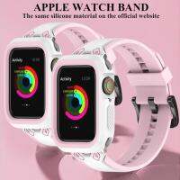 ☍₪✠ High-quality Skin-friendly Silicone Strap Case Set for Apple Watch 7 45mm WatchBand 41mm 42mm 44mm 40mm Series 1-7