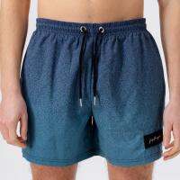 SHORTS - MENS BLUE SPECKLE FADE SCIBBLE PATCH SWIM