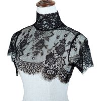 Women Summer Detachable Fake Collar Half Shirt Blouse Sweet Crochet Sheer Eyelash Floral Lace Wedding Decorative Dickey Choker