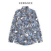 Versaces เสื้อผู้ชายฮาวายผิดปกติพิมพ์แขนยาวแฟชั่นสบายๆหลวมที่มีคุณภาพสูงชายหาดวันหยุด Buttoned เสื้อฤดูใบไม้ร่วง