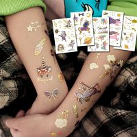 【hot】♞❐✥  Cartoon Anime Stickers Kids Children Gold Color Child Unicorn Transfer Hand Face