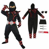 （Good baby store） Child Stealth Ninja Costume Boys Ninja Costumes Kids Japanese Fighter Warrior Superhero Cosplay Carnival Purim Fancy Clothes