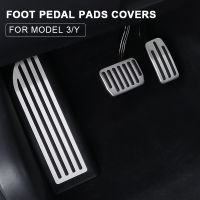 【JH】 Car Foot Pedal Covers Accessories Aluminum Alloy Accelerator Brake Rest Tesla 3 Y 2020 2021 2022