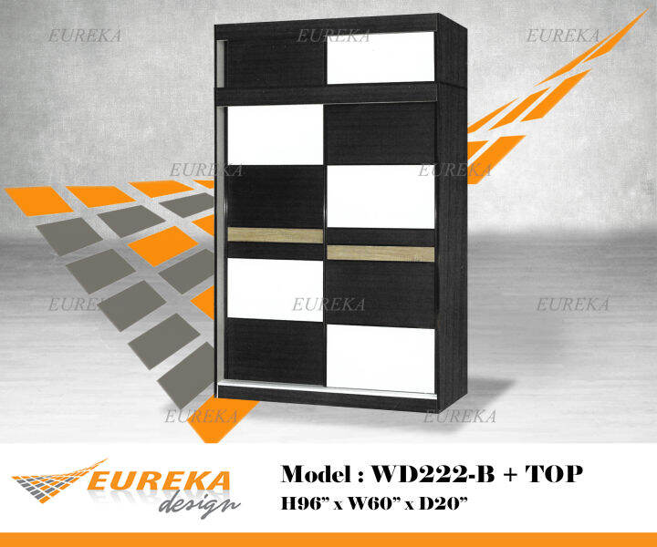 EUREKA 5ft Sliding Door Wardrobe Mirror Storage Bedroom / Almari