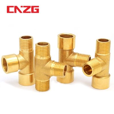 Brass Pipe Fitting Water Oil Gas Coupler Connector Adapter Male Female Thread 1/8 1/4 3/8 1/2 BSP Tee Type Copper