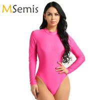 Ballet Leotard Women Bodysuit for Dancing One Piece Long Sleeve Stand Collar Stretchy Leotard Women Bodysuit Gymnastic Swimsuit