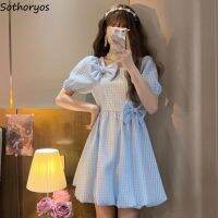 ✟❁ Dresses Women Puff Sleeve Lovely Y2k Design New Korean Style Colleges Temperament Simple Daily Casual Summer Vestidos Popular