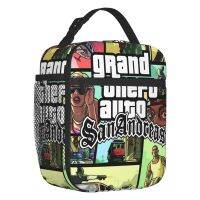 ☬ Grand Theft Auto San Andreas Insulated Lunch Bag for Camping Travel GTA Video Game Leakproof Cooler Thermal Bento Box Children