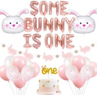 Bunny 1st Birthday Party Decorations Some Bunny Is One Balloons Bunny Foil Balloons Garland for Girl First Birthday Supplies