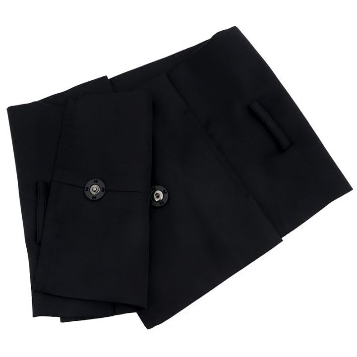 เข็มกลัดติดผ้าสูทสำหรับผู้หญิงเสื้อสายรัดทรงกว้างสีดำชุดเดรสมีสายรัดเอวสไตล์วินเทจขนาดใหญ่เข็มขัดเอว