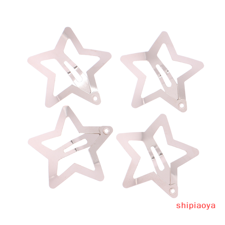 shipiaoya-ดาวสีเงินที่ทันสมัยใหม่4ชิ้น-bb-กิ๊บหนีบผมดาวมินิมอลลิสต์คลิปหนีบผมสำหรับ2023เครื่องประดับที่ตกแต่งผมสำหรับเด็กผู้หญิง