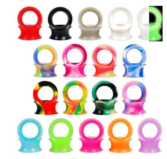 Orano 18 Pairs Flesh Silicone Ear Gauges for Ears Flexible Mixed Color