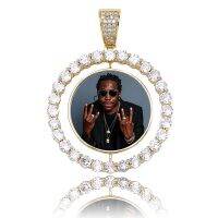 卍✑❖  TOPGRILLZ Custom Made Photo Rotating Double-sided Medallions Pendant Necklace With 4mm Tennis Chain Mens Hip Hop Jewelry