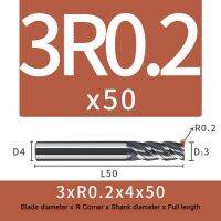 เครื่องตัดเครื่องตัดมิลลิ่ง4ร่องดอกกัดเหล็กทังสเตนคาร์ไบด์เครื่องมือ Cnc Hrc 70 R1 R0.5ตัดโลหะ R0.2