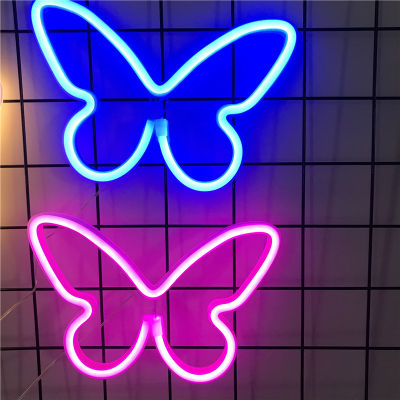 2021 New Butterfly Neon Sign Light LED Animal Logo Night Light Lamp Bulbs Wall Hanging Decor Romantic Birthday Party Room Gift