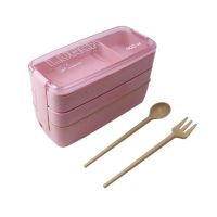 900ml 3 Layers Bento Box Eco-Friendly Lunch Box Food Container Wheat Straw Material Microwavable Dinnerware Lunchbox 2019 New