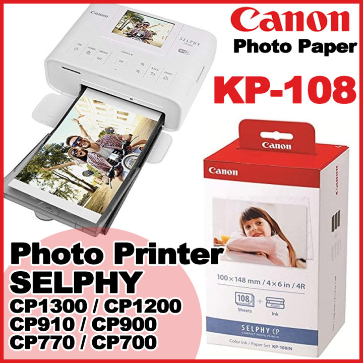  Printer Photo Paper 4x6. Canon Selphy CP1300 Ink And Paper.  COLOR Prints; Includes 108 Ink Paper Sheets, Postcard Size with Glossy  Finish, and 3 Ink Toners for CP1300, CP1200, CP910, CP900 