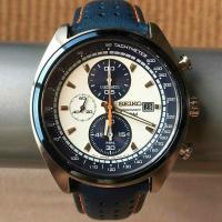 Seiko_SB2563RF2 นาฬิกาข้อมือนาฬิกาข้อมือสายหนังคลาสสิคผู้ชายหรูหราพร้อมกล่อง-นาฬิกาอัตโนมัติสำหรับสุภาพบุรุษ S-eiko100m โครโนกราฟสีน้ำเงินพร้อมกล่องนาฬิกา