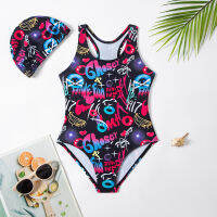 Cool Girls Triangle Swimsuits 6-14 Years Teen Girls Swimwear Kids Beachwear Swimwear With Bathing Cap