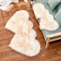 Solid Living Room Floor Area Rug Double Heart Artificial Wool Sheepskin Rugs Shaggy Car Bedroom Sofa Decor Mats35*70cm