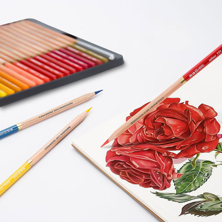 2022มืออาชีพน้ำมันดินสอสีสีวาดชุดไม้ดินสอสีสำหรับจิตรกรรมโรงเรียนอุปกรณ์ศิลปะกล่องดีบุก