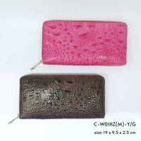 Prang Crocodile Leather Zip-Around Long Wallet กระเป๋าสตางค์ซิปเดี่ยว หนังจระเข้ C-W01HZ(M)-Y-Y/G