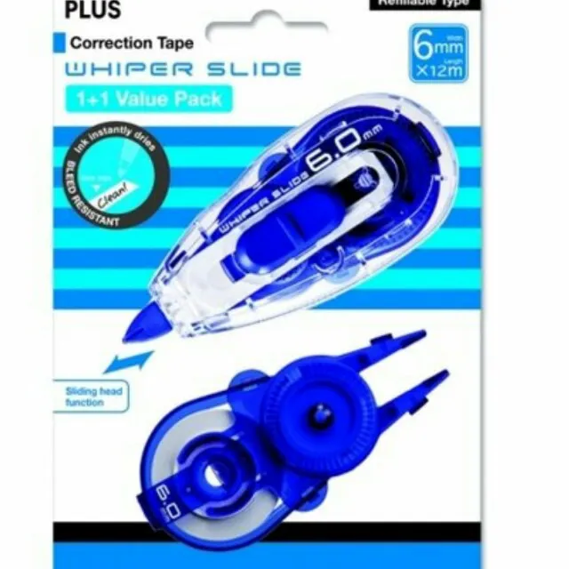 PLUS CORRECTION TAPE 6mm X 12m WHIPER SLIDER Refill WH016BCR12M