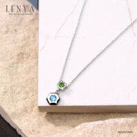 Lenya Jewelry  สร้อยคอประดับบลูโทแพซ (Blue topaz) และโครมไดออพไซด์ (Chrome Diopside) ตัวเรือนเงินแท้ชุบโรเดียม