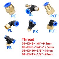 Pneumatic Air Connector Fitting PC/PCF/PL/PLF 4mm 6mm 8mm Thread 1/8 1/4 3/8 1/2 Straight Hose Fittings Pipe Quick Connectors