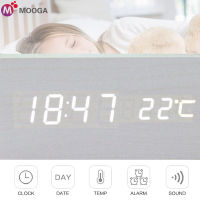 ❤️พร้อมสต็อกในประเทศไทย ❤️Wood LED Alarm Clock นาฬิกาดิจิตอลนาฬิกาดิจิตอลไม้ LED นาฬิกาปลุกแสดงเวลาวันที่, ปี, การตั้งค่าการเตือนและอุณหภูมิ