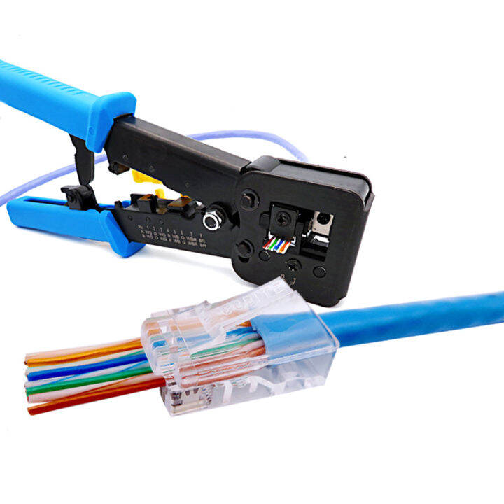 มัลติฟังก์ชันแบบพกพา-rj45-6-8p-สายเคเบิลเครือข่ายคีมยำหัวแคลมป์แบบกด