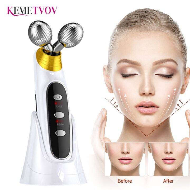 Face Micro Current EMS Roller Massager Electric Lifting Beauty VType