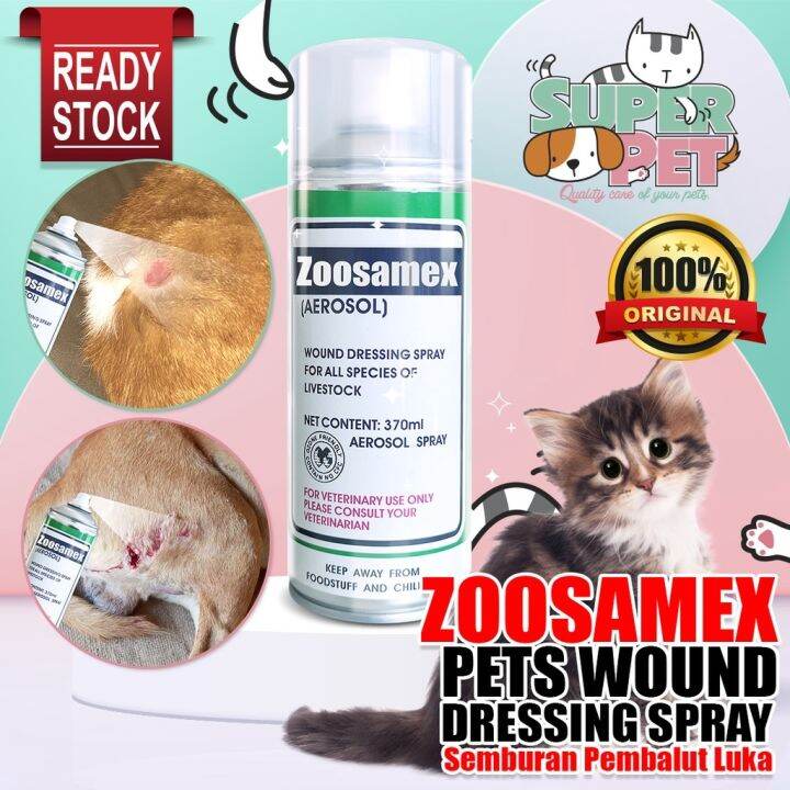 New ! ZOOSAMEX Aerosol Spray 370ml PETS WOUND DRESSING SPRAY Ubat Luka