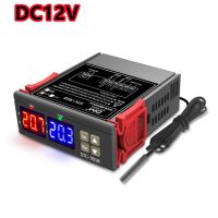 Dc12v ตู้อุปกรณ์ควบคุมอุณหภูมิเทอร์โมสตัดดิจิตอลแอลอีดีคู่ Stc-3018 24V Ac 110V 220V เอาต์พุตควบคุมความเย็นด้วยรีเลย์