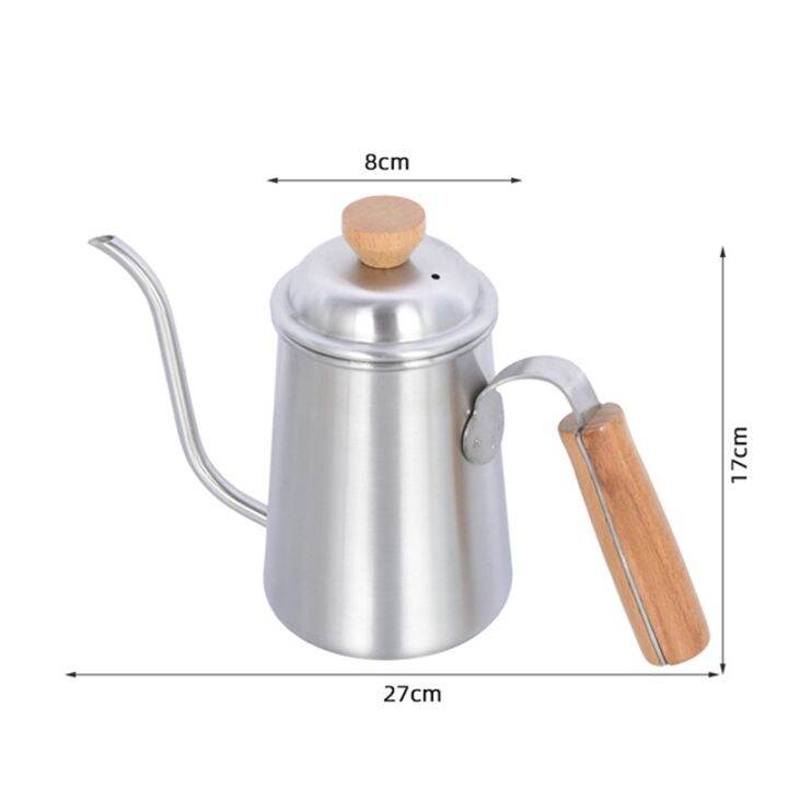 650ml-thickened-stainless-steel-gooseneck-spout-with-wooden-handle-coffee-kettle