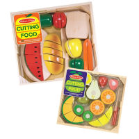 [25ชิ้น] ชุดเล่นหั่นอาหารครบหมู่ Melissa &amp; Doug Cutting Food  รีวิวดีใน Amazon USA หลากรุ่น 487/4021 มีเวลโคร่ตีนตุ๊กแกพร้อมมีด &amp; ถาดไม้ เก็บอย่างดี