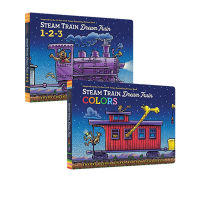 Original English steam train dream train 1-2-3 colors great car fan series 2 volumes of paper and board book childrens cognitive enlightenment picture book