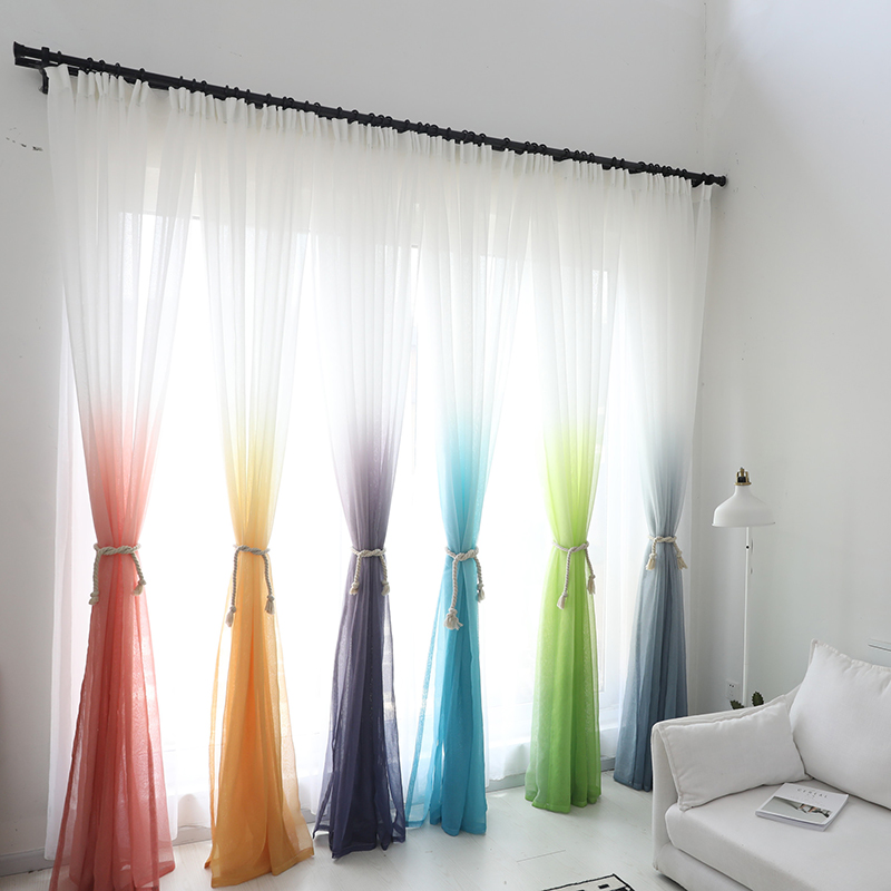 Embroidered Voile Window Roman Short Curtain Sheer For Bedroom Living Room SK 