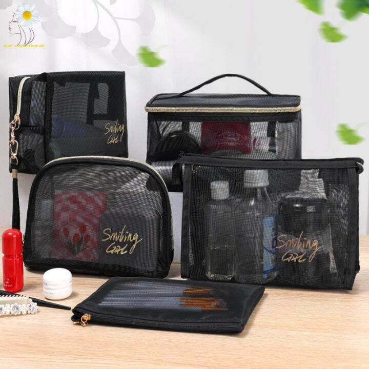 Black Nylon Mesh Storage Packaging Double Layer Cosmetic Manage Storage