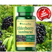 พร้อมส่ง ของแท้ Elderberry Sambacus 1250mg/60 softgels Puritans Pride support antioxidant health