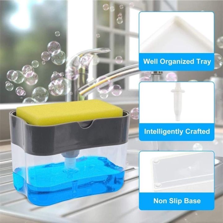 ja-leng-soap-pump-sponge-caddy-ที่วางฟองน้ำกดน้ำยาล้างจานอัจฉริยะ