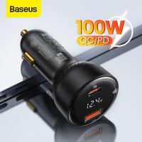 Baseus 100W ที่ชาร์จแบตในรถ Quick Charge QC 4.0 3.0 USB ประเภท C PD Fast ตัวชาร์จไฟสำหรับ iPhone13 Pro Max 12 Samsung Xiaomi แล็ปท็อปแมคบุ๊ค