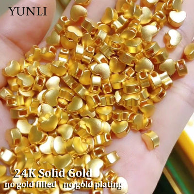 YUNLI 999 Pure Gold Real 24K Gold Heart Pendant Necklace Solid 18K AU750 Gold Chain for Women Fine Jewelry Wedding Gift