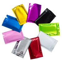 Glossy Colors Double Sided Metallic Zip Lock Smell Proof Flat Pouches Aluminum Foil Small Gift Snack Food Mylar Package Bag Food Storage Dispensers