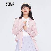 SEMIR เสื้อเชิ้ตแขนยาวสตรีออกแบบสั้นสีทึบฤดูร้อนปี2022ใหม่สาวครีมกันแดดเสื้อผ้าเนื้อเป็นอเนกประสงค์และหวาน