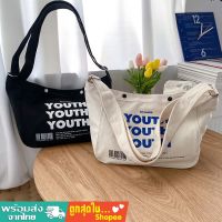 hujik tokyosellected(T1775) กระเป๋าผ้าสะพายข้าง YOUTH ผ้าแคนวาส มี 2 ไซส์